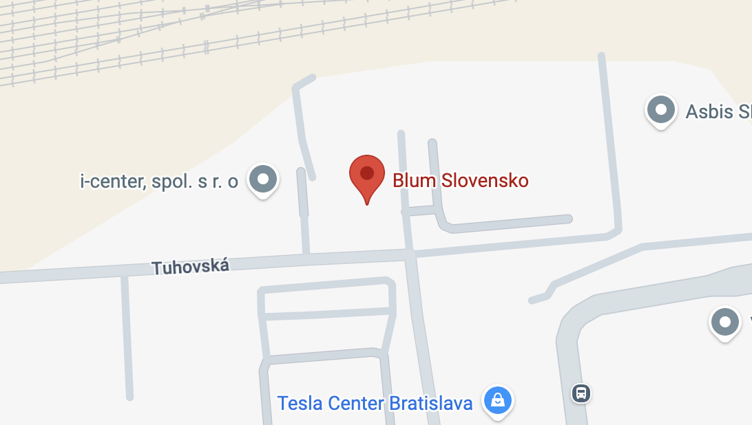 Mapa s vyznačeným showroomom Blum